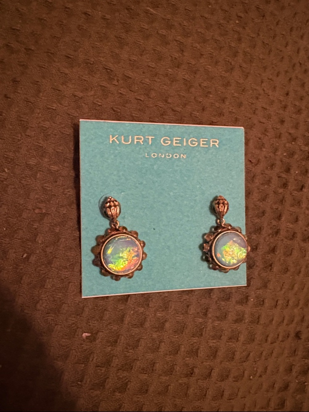 Kurt Geiger Iridescent Drop Earrings in Blue-Green Shimmer
